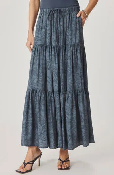Splendid Iris Paisley Tiered Maxi Skirt In White