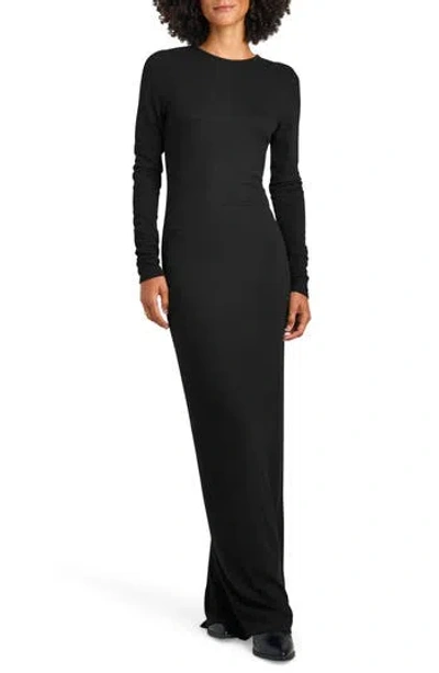 Splendid Isabella Shimmer Long Sleeve Maxi Dress In Black