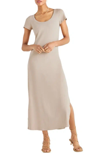 Splendid Iva Rib Midi Dress In Fawn