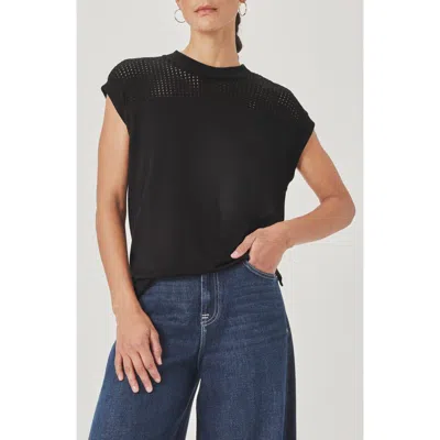 Splendid Jada Pointelle Cap Sleeve T-shirt In Black
