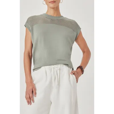 Splendid Jada Pointelle Cap Sleeve T-shirt In Green