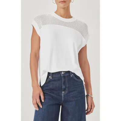 Splendid Jada Pointelle Cap Sleeve T-shirt In White