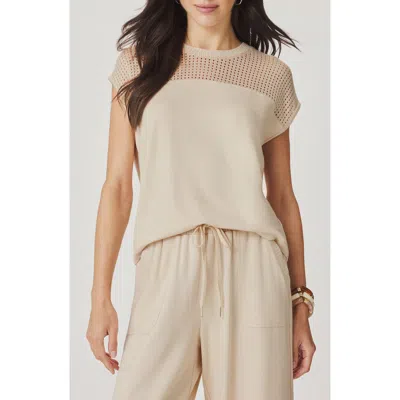 Splendid Jada Pointelle Cap Sleeve T-shirt In Metallic