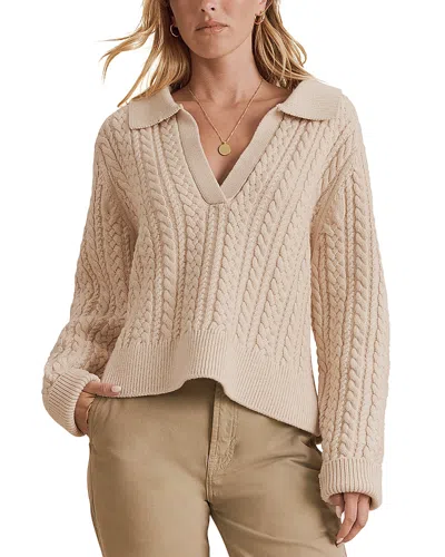 Splendid Jenson Cable Knit Polo Sweater In Neutral