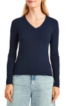 Shop Splendid V-neck Long Sleeve Tee In Navy