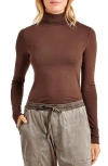 Splendid Jersey Turtleneck In Brown