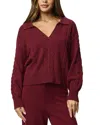 Splendid Jet Set Cable Stitch Polo Sweater In Burgundy