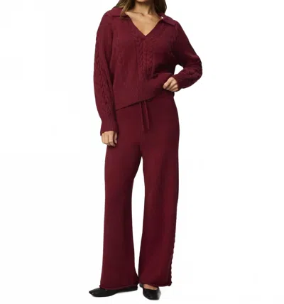 Splendid Jet Set Cable Stitch Polo Sweater In Burgundy