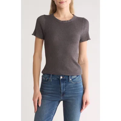 Splendid Joanna Short Sleeve Sweater In Charcoal