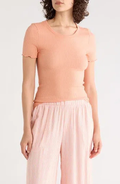 Splendid Joey Short Sleeve Sweater In Orange