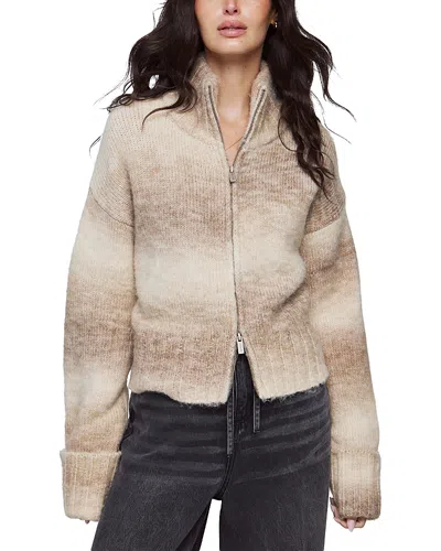 Splendid Jordan Mock Neck Two Zip Cardigan Sweater In Neutral