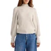 Splendid Jordyn Mock Neck Balloon Sleeve Sweater In Oat Heather