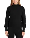 Splendid Jordyn Mock Neck Balloon Sleeve Sweater In Black