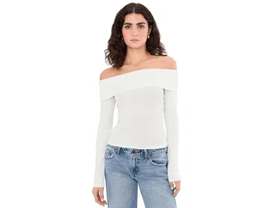 Splendid Josie Shoulder Long Sleeve Top In White