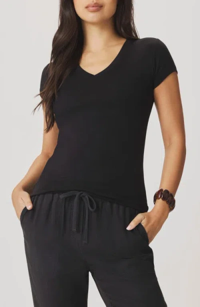 Splendid Josie Stretch V-neck T-shirt In Black