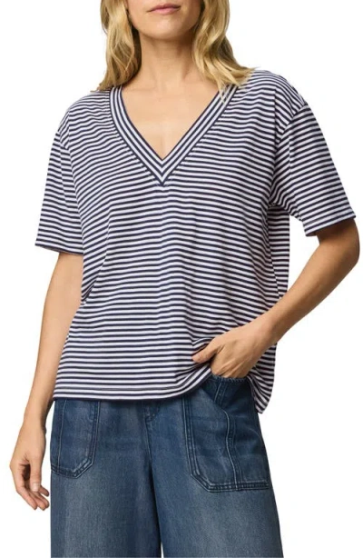 Splendid Kacey Stripe V-neck T-shirt In Blue