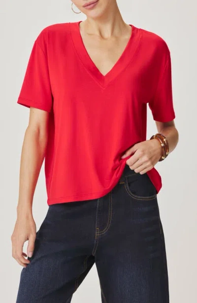 Splendid Kacey V-neck Short Sleeve T-shirt In Red