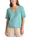Splendid Kacey V-neck T-shirt In Turquoise