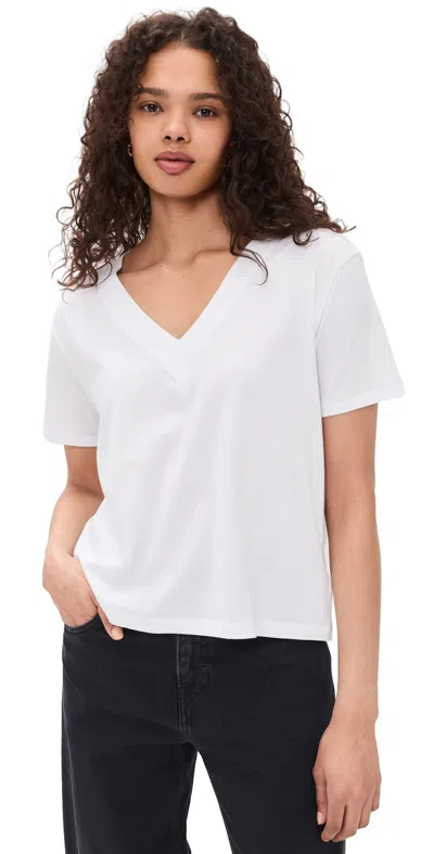 Splendid Louisa Boyfriend Fit V-neck Cotton T-shirt In White
