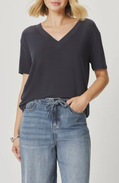 Splendid Kacey V-neck Short Sleeve T-shirt In Gray
