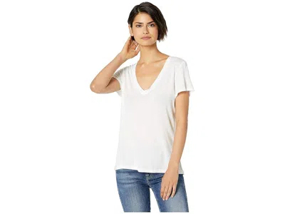 Splendid Kate Short Sleeve Modal Jersey V-neck T-shirts In White