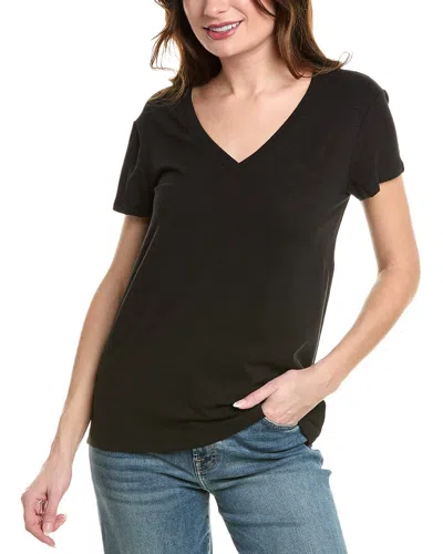 Splendid Kate Slub V-neck T-shirt In Black