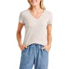 Splendid Kate V-neck T-shirt In Oat Heather