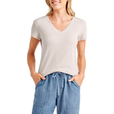 Splendid Kate V-neck T-shirt In Oat Heather