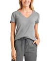 Splendid Kate Slub V Neck Tee In Heather Grey