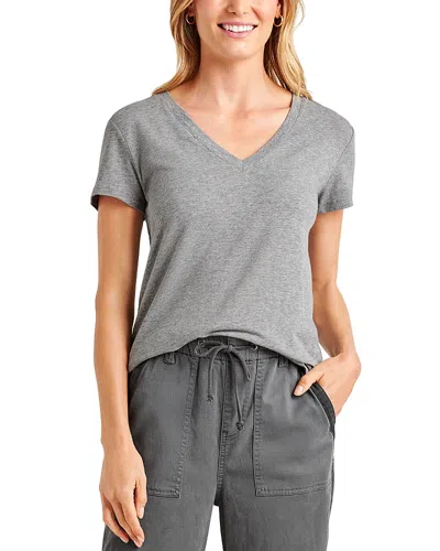 Splendid Kate Slub V Neck Tee In Heather Grey