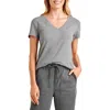 Splendid Kate Slub V Neck Tee In Heather Grey