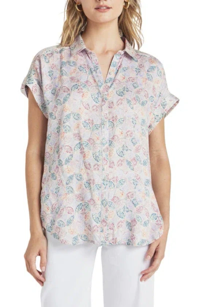 Splendid Kathryn Tile Print Short Sleeve Button-up Shirt In Persimmon Tile