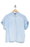 Splendid Katie Short Sleeve Button-up Shirt In Blue