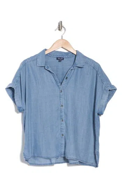 Splendid Katie Short Sleeve Button-up Shirt In Chambray