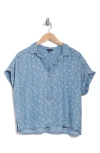 Splendid Katie Short Sleeve Button-up Shirt In Floral Indigo