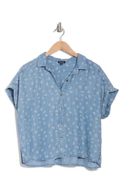 Splendid Katie Short Sleeve Button-up Shirt In Floral Indigo
