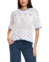 Splendid Keke Crochet Trim Pointelle Sweater In White