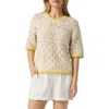 Splendid Keke Crochet Trim Pointelle Sweater