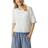 Splendid Keke Crochet Trim Pointelle Sweater
