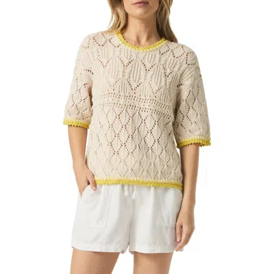 Splendid Keke Crochet Trim Pointelle Sweater In Neutral