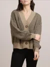 Splendid Kendall Striped Cardigan In Black/camel Heather In Multi