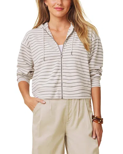 Splendid Kennedy Stripe Zip Up Sweatshirt In Neutral
