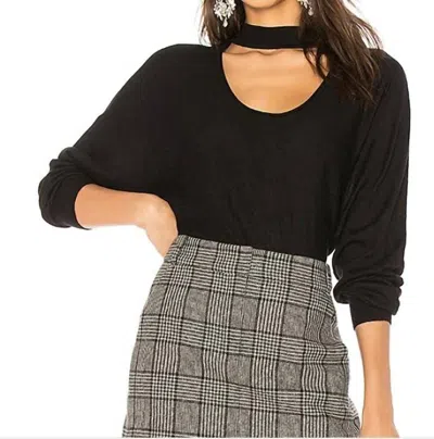 Splendid Kenton Two Way Knit Top Long Sleeve Sweater In Black