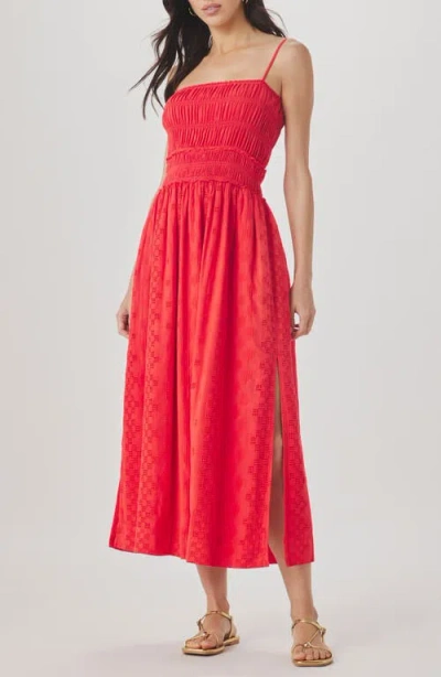 Splendid Kenzie Eyelet Sleeveless Maxi Dress In Red