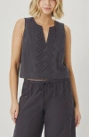 Splendid Kenzie Eyelet Geo Tank In Lead In Gray