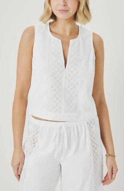 Splendid Kenzie Geo Eyelet Crop Tank In White