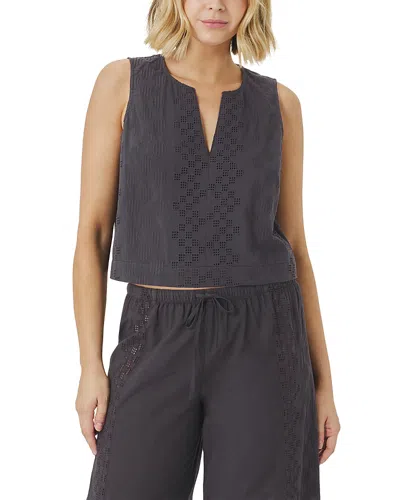 Splendid Kenzie Geo Eyelet Tank Top In Gray