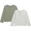 Splendid Kids' Assorted 2-pack Long Sleeve Henley T-shirts In Grey Stripe/navy
