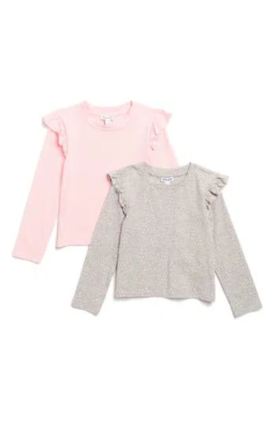 Splendid Kids' Assorted 2-pack Ruffle Long Sleeve T-shirt In Pink