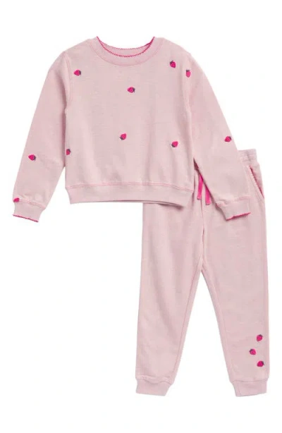Splendid Babies'  Kids' Berry Sweet Embroidered Sweatshirt & Joggers Set In Pink